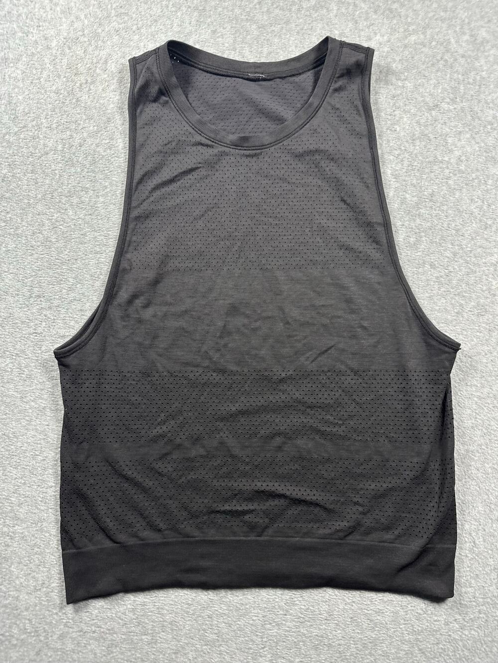 Lululemon Breeze By Muscle Tank Top Women's Size 8 Charcoal Gray Mesh
